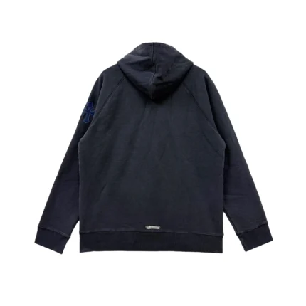 Chrome Hearts Triple Cross Leather Patch Navy Pullover Hoodie