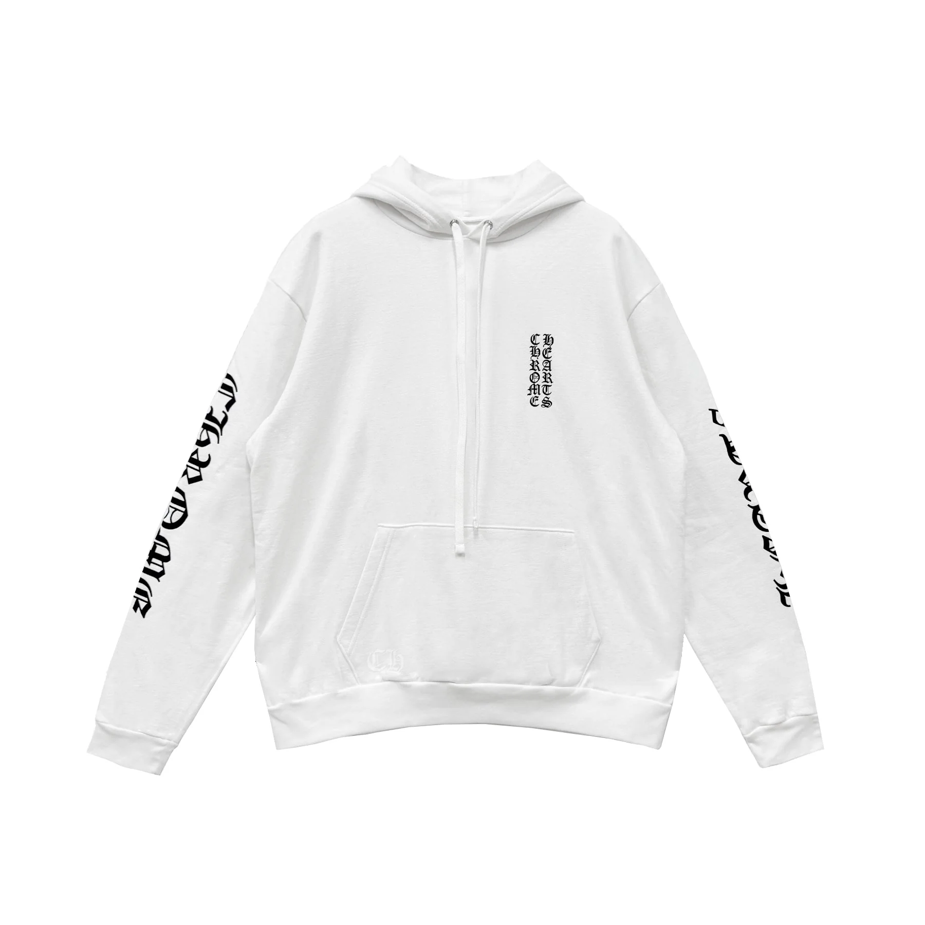 Chrome Hearts Vertical Logo White Pullover Hoodie Chrome Hearts Vertical Logo White Pullover Hoodie
