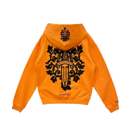 Chrome Hearts Vine Dagger Logo Orange Pullover Hoodie