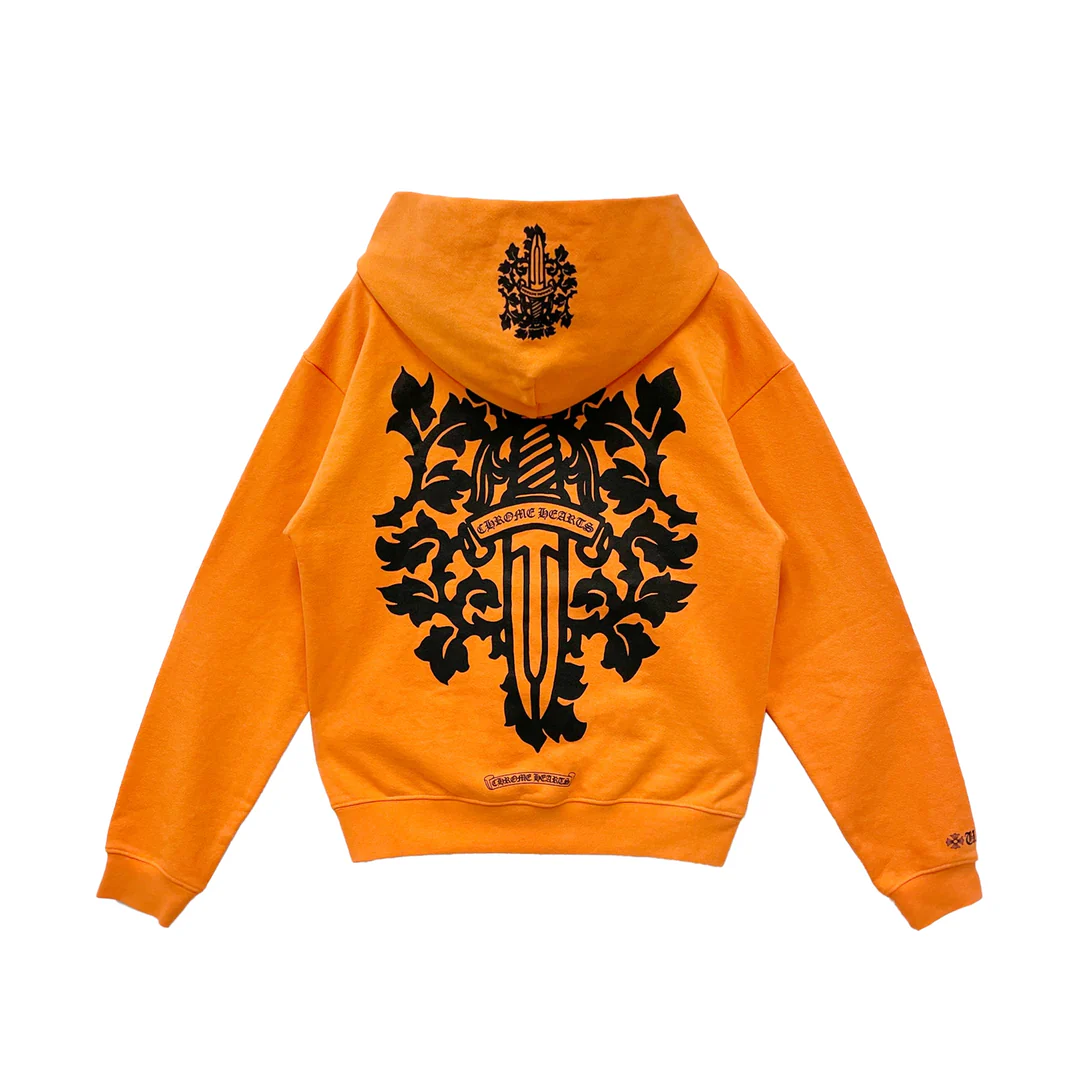 Chrome Hearts Vine Dagger Logo Orange Pullover Hoodie Chrome Hearts Vine Dagger Logo Orange Pullover Hoodie