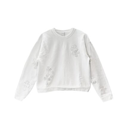 Chrome Hearts White Patent Leather Cross Sweatshirt