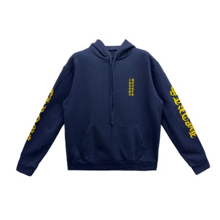 Chrome Hearts Yellow Script Sleeve Navy Hoodie