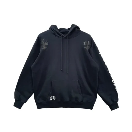 Chrome Hearts Big Bang Leather Cross Patch Pull Over Hoodie