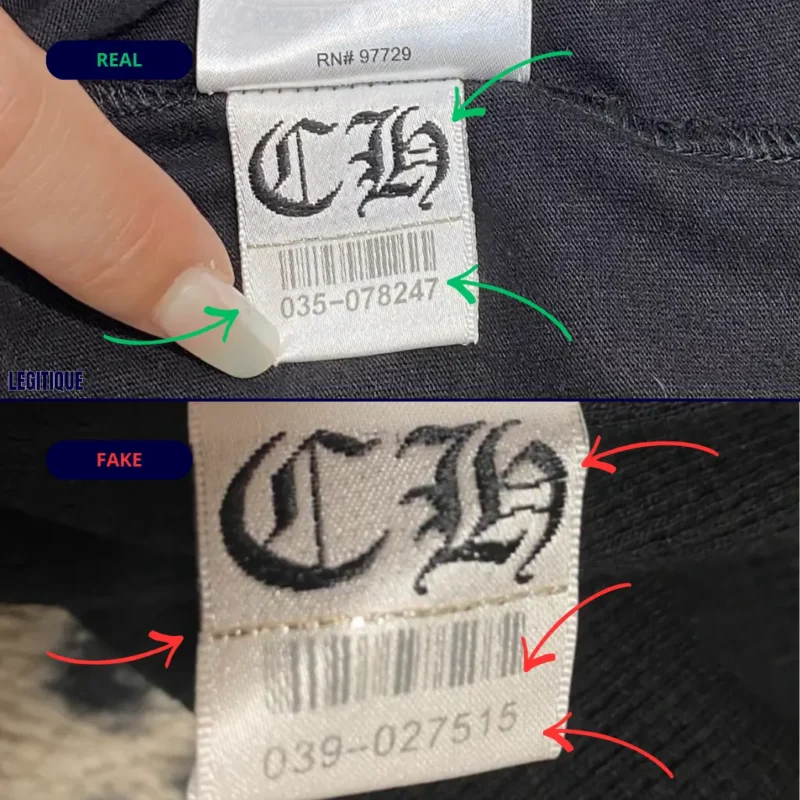 real chrome hearts t shirt authentic tag detail close up