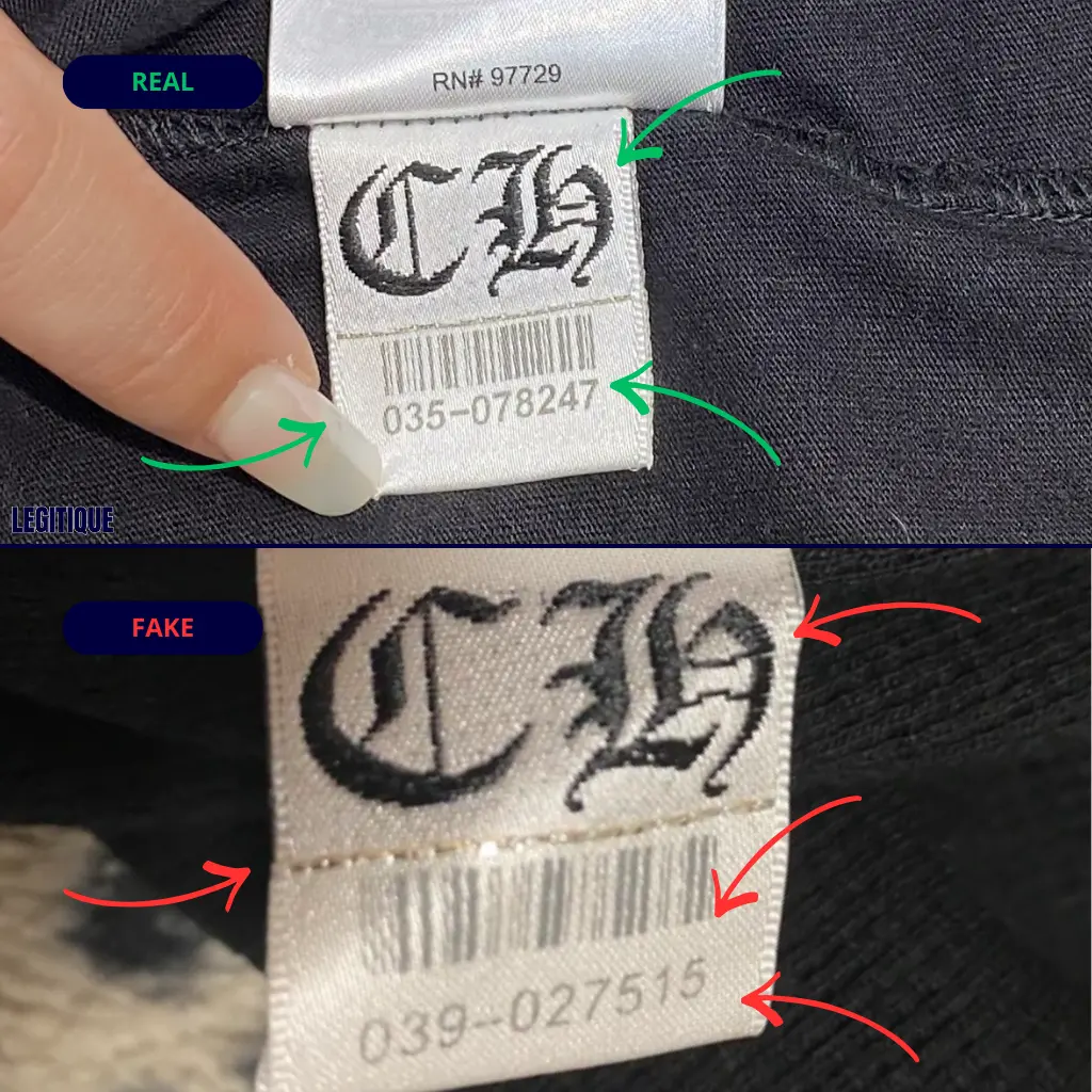 real chrome hearts t shirt authentic tag detail close up